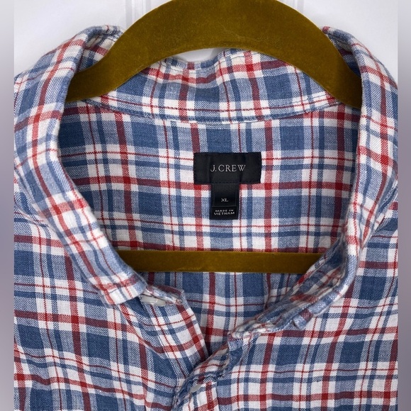 J Crew Blue/Red Checkered Short Sleeve Button Down Shirt - Picture 3 of 6